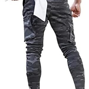 DIOTSR Men's Gym Workout Tapered Jogger Pants Casual Running Training Sweatpants with Cargo Zipper Pockets