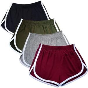 Cameway 4 Pack Women's Cotton Yoga Dance Short Pants Sport Shorts Summer Athletic Cycling Hiking Sports Shorts