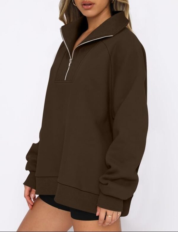 BETTE BOUTIK Womens Oversized Half Zip Pullover Long Sleeve Sweatshirt Quarter Zip Trendy Hoodie Ouffits Teen Girls Fall Y2K - Image 4