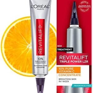 L’Oréal Paris 10% Pure Vitamin C Serum, Revitalift Triple Power LZR, With Hyaluronic Acid & Antioxidants For Brighter and More Radiant Skin, Skincare, 30 ml