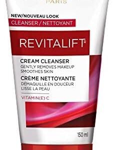 L'Oreal Paris Revitalift Makeup-Removing Cleansing Cream Face Cleanser & Toner, with Vitamin C, 150 mL