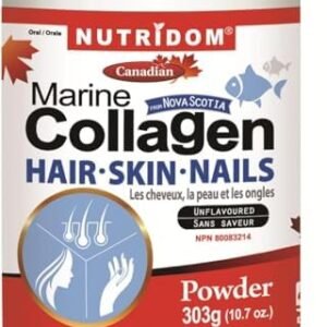 Nutridom Hydrolyzed Marine Collagen Peptides Powder, Wild-Caught from Nova-Scotia, Supports Hair, Skin & Nails, Non-GMO, Free of Gluten, Soy & Dairy (303 g)