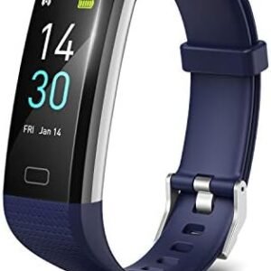 Fitness Tracker with Blood Pressure Heart Rate Sleep Monitor, Waterproof Activity Tracker Health Watch, Step Calorie Counter Pedometer for Men and Women for Android and iOS Smartphone (Dark Blue)