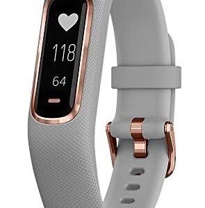 Garmin vívosmart 4, Activity and Fitness Tracker with Pulse Ox and Heart Rate Monitor, Rose Gold with Gray Band - 0.75 inches (010-01995-12), Small/Medium
