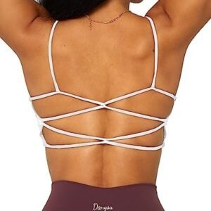 Danysu Backless Sports Bra Buttery Soft Workout Tops with Removable Padded Yoga Training Bras Strappy Going Out Top…