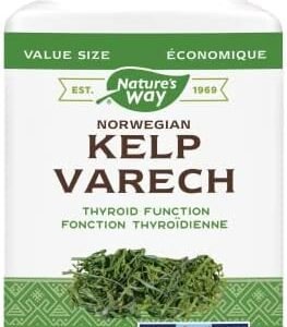 Nature’s Way Kelp - Iodine Supplement for Thyroid Support from Kelp - Non-GMO - 180 Vegetarian Capsules, Value Size