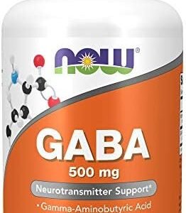 NOW Supplements GABA Vegetable Capsules 500mg with Vitamin B-6, 100 Count