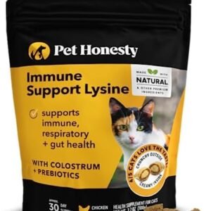 PetHonesty Cat Immune Support Lysine - Cat Allergy Relief - Sneezing, Runny Nose, Watery Eyes - Cat Supplements & Vitamins with Omega 3s, L-Lysine, Antioxidants, Colostrum - Chicken (30 Day Supply)