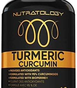 Organic Turmeric Curcumin With Bioperine (Black Pepper) - Anti Inflammatory Joint Support With 95% Curcuminoids For Max Effectiveness & Absorption - Antioxidant Supplement For Heart Health With Anti-Aging Formula. 60 Capsules - 30 Servings