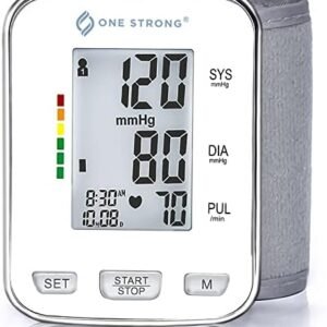 One Strong, Blood Pressure Monitor For Home Use, Accurate Automatic Wrist Blood Pressure Monitor, LCD Display 2 Users 120 Memories, Blood Pressure Machine with Adjustable Blood Pressure Cuff