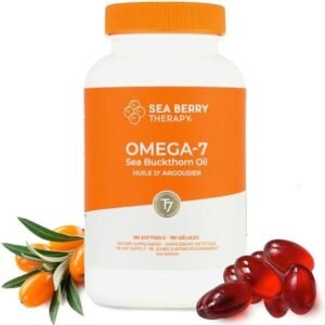 Sea Berry Therapy Omega-7 Softgels, Premium Organic Himalayan Sea Buckthorn Oil (180ct, 90 Day Supply) – Supplement for Healthy Skin, Hair, and Nails