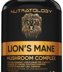 Organic Lion's Mane Mushroom Capsules - Nootropic Mushroom Supplements Formulated With 40% Polysaccharides & >20% Beta-Glucan! Immunomodulating Properties & A Potent Source Of Antioxidants. Supports Memory, Cognition & Brain Health - 60 Capsules