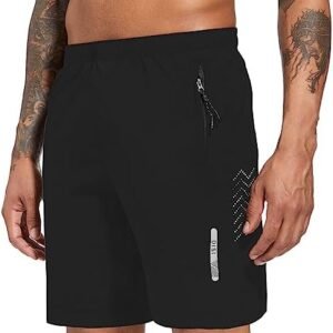 disi Men's Athletic Running Shorts Lightweight Sport Shorts with Pockets for Gym Hiking Camping Fishing Summer Outdoor