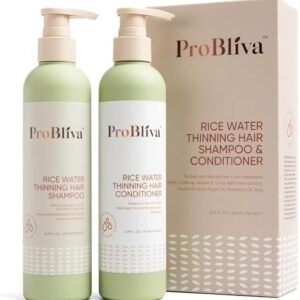 Rice Water Shampoo and Conditioner, Packed with Biotin, Caffeine, Reticulata Extract, Vitamin E, Hyaluronic Acid, Rosemary Oil, Daily Routine Shampoo For Thickening and Strengthening Hair