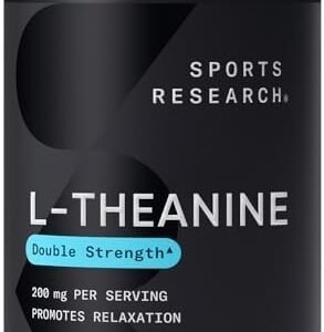Sports Research Double Strength ‘Suntheanine’ L-Theanine with Organic Coconut Oil - Promotes Alertness, Focus, and Relaxation without Drowsiness - 200 mg L Theanine Supplement - 60 Softgel Capsules