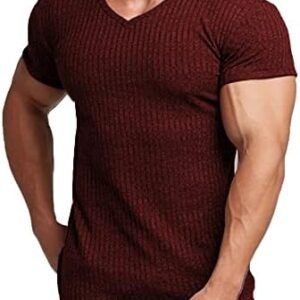 COOFANDY Men's Muscle T Shirts Stretch Short Sleeve Crew Neck Bodybuilding Workout Tee Shirts