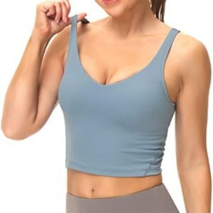 Dragon Fit Sports Bra for Women Longline Padded Yoga Bra Medium Impact Crop Tank Tops for Workout,Fitness,Running