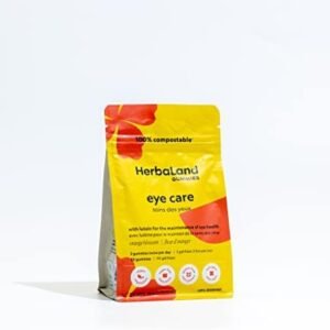 Herbaland Vegan Eye Care Gummies for Adults - Contains Lutein, Zeaxanthin, Antioxidants, Sugar-Free, Gluten-free, Chewable Eye Health Supplement - Orange Blossom Flavor, 90 Count, Compostable Pouch