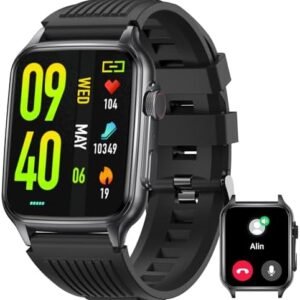 Smart Watch for Men with Bluetooth Calling 1.96" HD Fitness Smart Watch Heart Rate Oxygen Sleep Monitor Pedometer 100+ Sports Modes Activity Tracker for iPhone Android Phones
