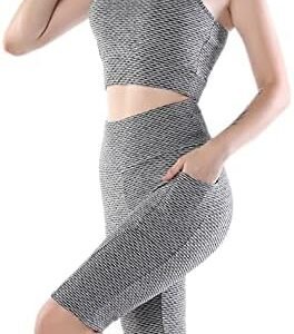 Short Sets Women 2 Piece Outfits Workout Yoga Gym Sports Padded Bra High Waist Biker Shorts Tracksuits Set