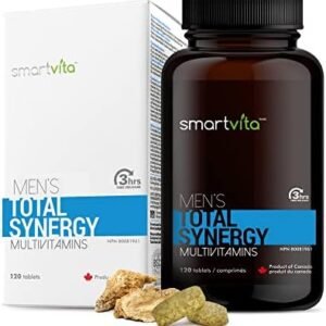 Smartvita - Total Synergy Multivitamins for Men, Vegan Multivitamins and Saw Palmetto for Men For Energy/Vitality, Brain, Heart and Eye Health, For Men Ages 25-65 plus, 120 Tablets