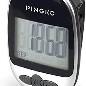 PINGKO Best Pedometer for Walking Accurately Track Steps Multi-Function Portable Sport Pedometer Step/Distance/Calories Counter Fitness Tracker - Red