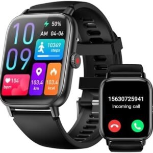 Smart Watch for Men Women with Bluetooth Call, Activity Fitness Tracker Heart Rate Sleep Monitor Pedometer,1.85" Touch Screen with 100+ Sport Modes, IP67 Waterproof Smartwatch for Android iPhone iOS
