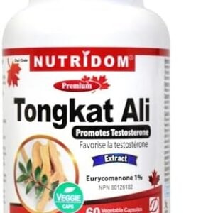 Nutridom Tongkat Ali Supplement for Men 200mg - Non-GMO, Vegan, Gluten Free, Soy and Dairy Free, Made in Canada (60 Veggie Caspules)
