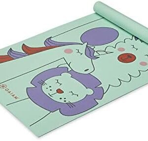 Gaiam Kids Yoga Mat Exercise Mat, Yoga for Kids with Fun Prints - Playtime for Babies, Active & Calm Toddlers and Young Children, Animal Surprise, 3mm, 60" L x 24" W x 3mm Thick
