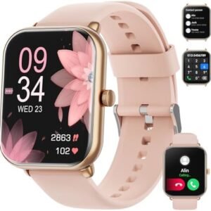 Smart Watch 1.96″ with Bluetooth Call Message Alert, Smart Watch for Women with Heart Rate Blood Pressure Blood Oxygen Sleep Body Temperature Monitoring, 350mAh with 100+ Sports Modes for iOS, Android