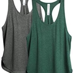 icyzone Workout Tank Tops for Women - Athletic Yoga Tops, Racerback Running Tank Top