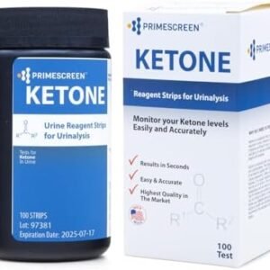 Prime Screen Keto Ketone Test Strips - For Low-carb Diets & Diabetics - 100 Ketone Urinalysis Tester Strips (Made in the U.S.)