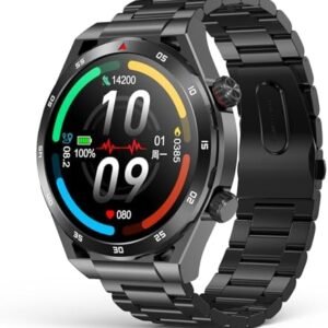 Smart Watch for Men, 1.39" HD Fitness Watch, Smartwatch with Blood Pressure Heart Rate Blood Oxygen Sleep Monitor for Android and iPhone, Black Metal