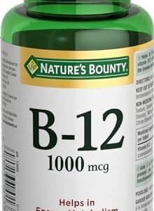 Nature's Bounty Vitamin B12 1000mcg 100 Tablets Helps the Body Metabolize Carbohydrates Fats and Proteins Helps in Normal Immune System Function and to Metabolize Energy, Multi-colored (Packaging May Vary)