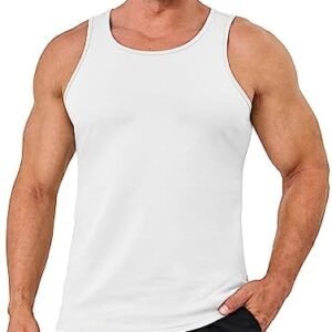MAGCOMSEN Men's Tank Top Cotton Casual Workout Sleeveless Muscle Breathable Tank Shirt for Bodybuilding Gym Beach