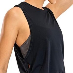 CRZ YOGA Women's Pima Cotton Workout Tank Crop Sports Shirt Sleeveless Yoga Running Tops