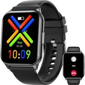 Smart Watch for Men Women, 1.96" HD DIY Full Touch Screen, Fitness Tracker with Blood Oxygen Heart Rate Sleep, Bluetooth Call Voice Assistant, 80+Sports Modes, Waterproof Smart Watch for iOS/Android