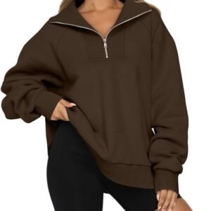 BETTE BOUTIK Womens Oversized Half Zip Pullover Long Sleeve Sweatshirt Quarter Zip Trendy Hoodie Ouffits Teen Girls Fall Y2K