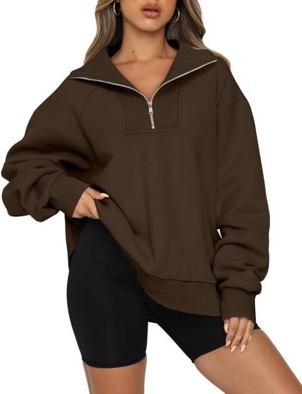BETTE BOUTIK Womens Oversized Half Zip Pullover Long Sleeve Sweatshirt Quarter Zip Trendy Hoodie Ouffits Teen Girls Fall Y2K