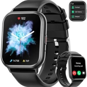 LZUEFK Smart Watch for Men Women(Answer/Make Call), 1.85 Inch Fitness Tracker, Activity Trackers with Heart Rate/Sleep Monitor, Multiple Sports Modes, Waterproof Smart Watch for Android iPhone Black