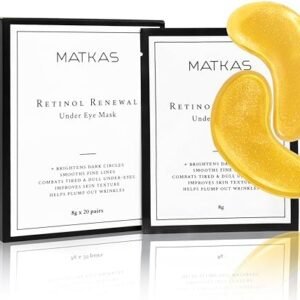 MATKAS Korean Gold Under Eye Patches for Dark Circles and Puffiness, Wrinkles - Retinol + Hyaluronic Acid + Collagen + Niacinamide, Under Eye Mask Puffy Eyes Treatment for Women Eye Gel Pad Skin Care