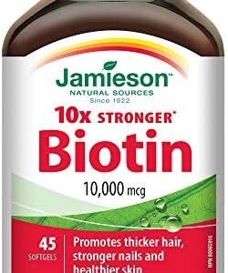 Jamieson Biotin 10,000 mcg Ultra Strength Softgels - Gluten-free, 45 Count (Pack of 1)