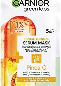 Garnier Beauty Serum Sheet Mask with Vitamin C + Pineapple, Brightening Skin Care for Dull & Tired skin, 1 Tissue Mask (14 mL)