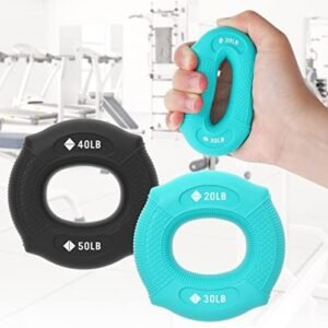Peradix Hand Grip Strengthener, Hand Grip Rings, Four-Resistance Hand Gripper, Finger Exerciser, Forearm Grip Workout, Silicone Therapy Exercise Set for Hand & Wrist Muscles Trainer Stress Relief