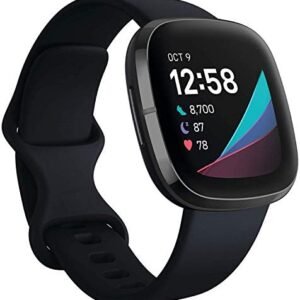 Fitbit Sense Health & Fitness Smartwatch W/ GPS, Bluetooth Call/Text, Heart Rate SpO2, ECG, Skin Temperature & Stress Sensing (S & L Bands, 90 Day Premium Included)(Graphite)