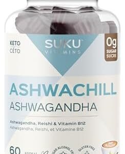 SUKU Vitamins Ashwagandha Gummy Supplement Sugar Free with Reishi and B12 | 2000MG , 60 Gummies | Stress Relief, Memory Support, Increase Energy & Sleep Aid With Energy Boosting Vitamin B12, Keto, Vegan gummy Vitamins (60 count)