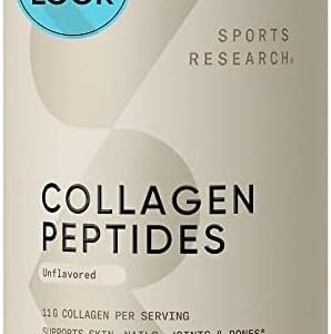 Sports Research Collagen Powder Supplement Hydrolyzed Protein Peptides that are Vital for Healthy Joints, Bones, Skin, & Nails Great Keto Friendly Nutrition for Men & Women Mix in Drinks (16 Oz)