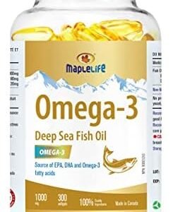 MapleLife - Omega-3 Deep Sea Fish Oil - High Potency - Brain & Heart Health Support - DHA, EPA, Omeaga-3 Fatty Acids - Fish Oil Softgels 1000 Mg - 300 softgels