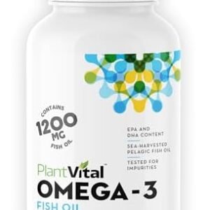 PlantVital-Omega 3 Fish Oil Capsules- Omega 3 Supplements EPA and DHA - Support Cognitive Health, Healthy Brains, Eyes, Hair, and Nerves in Children up to 12 years of age- No Fish Flavor- 120 Count