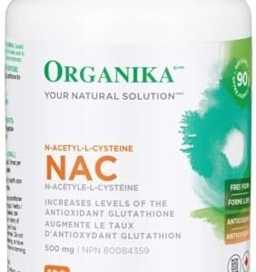 Organika NAC (N-Acetyl-L-Cysteine) 500mg- Supports Antioxidant Glutathione Levels, Immune System Support, Liver and Detox Support- 180caps